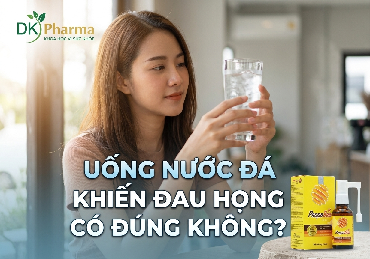 Uống nước đá khiến đau họng, điều này có đúng không?