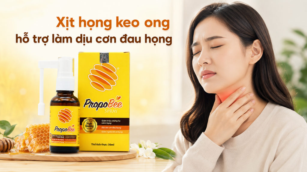 Xịt họng keo ong Propobee giúp làm dịu họng 1 Xịt họng keo ong Propobee giúp làm dịu họng 1