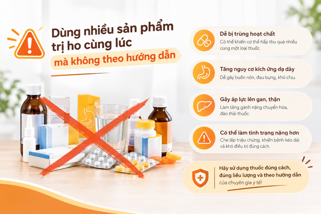 Dùng cùng lúc nhiều sản phẩm trị họng mà không theo hướng dẫn